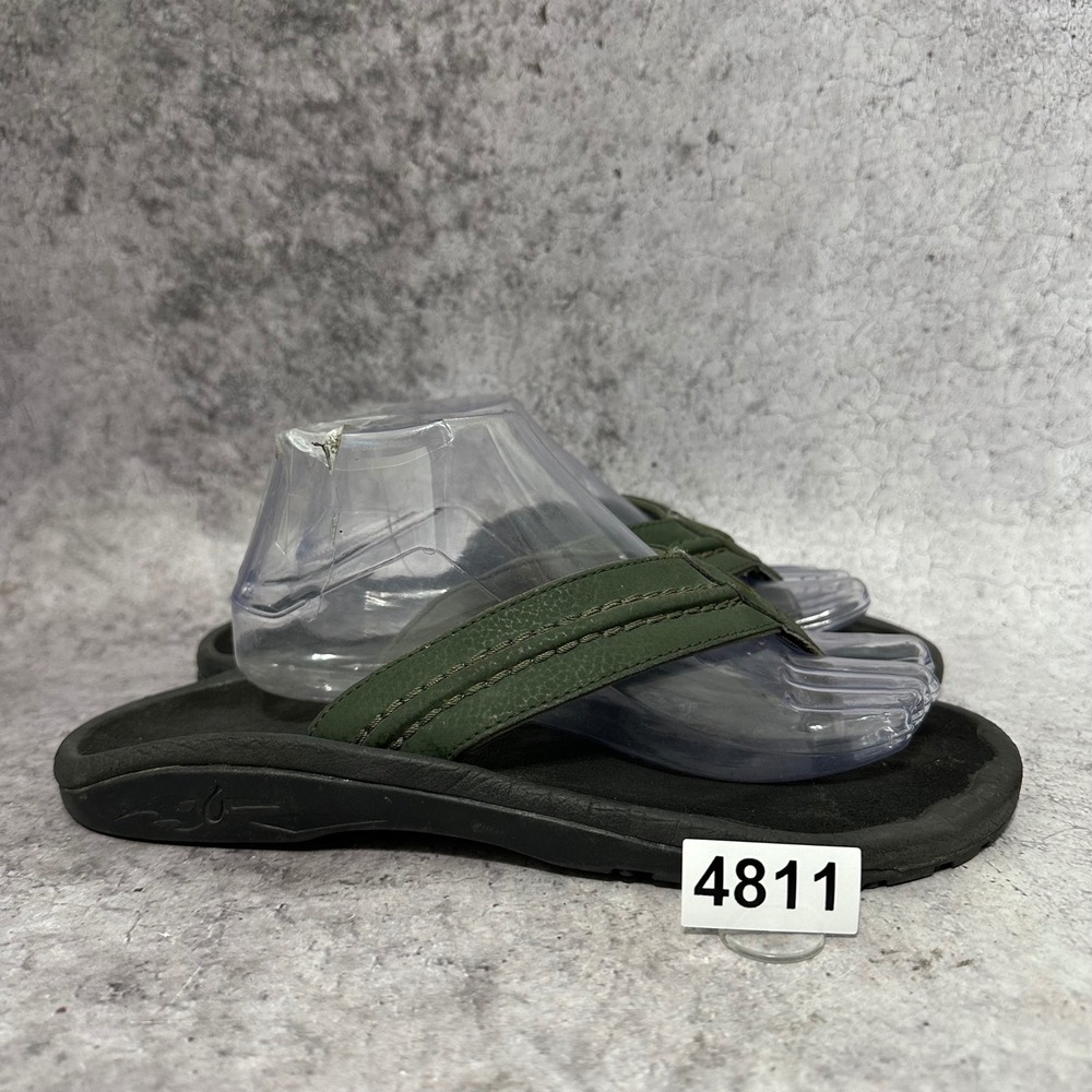OluKai Hokua Sandals Men 10 Green Flip Flops Beach Water Resistant Thong
